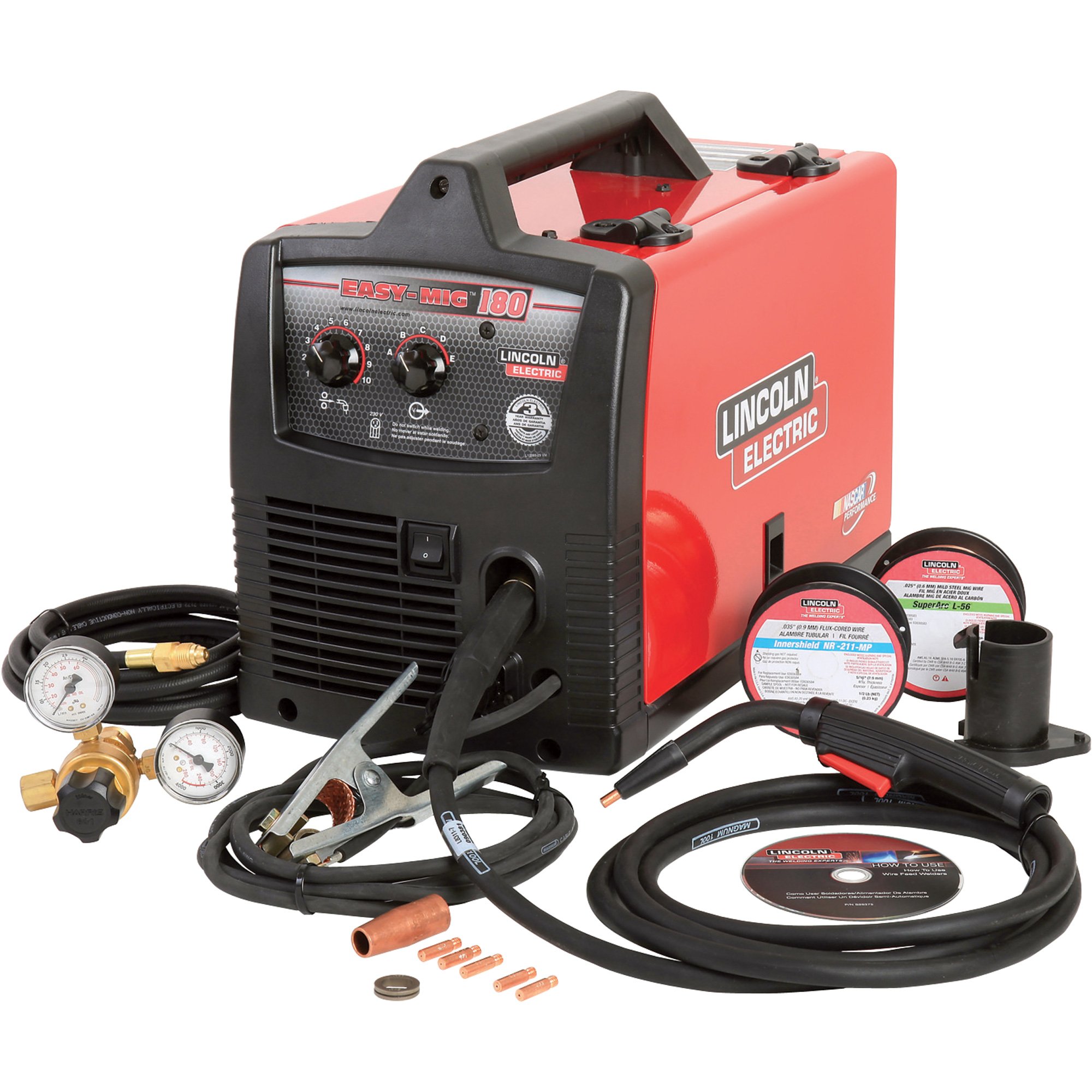 Lincoln Electric Easy MIG 180 Flux-Cored/MIG Welder — Transformer, 230V, 30–180 Amp Output, Model# K2698-1